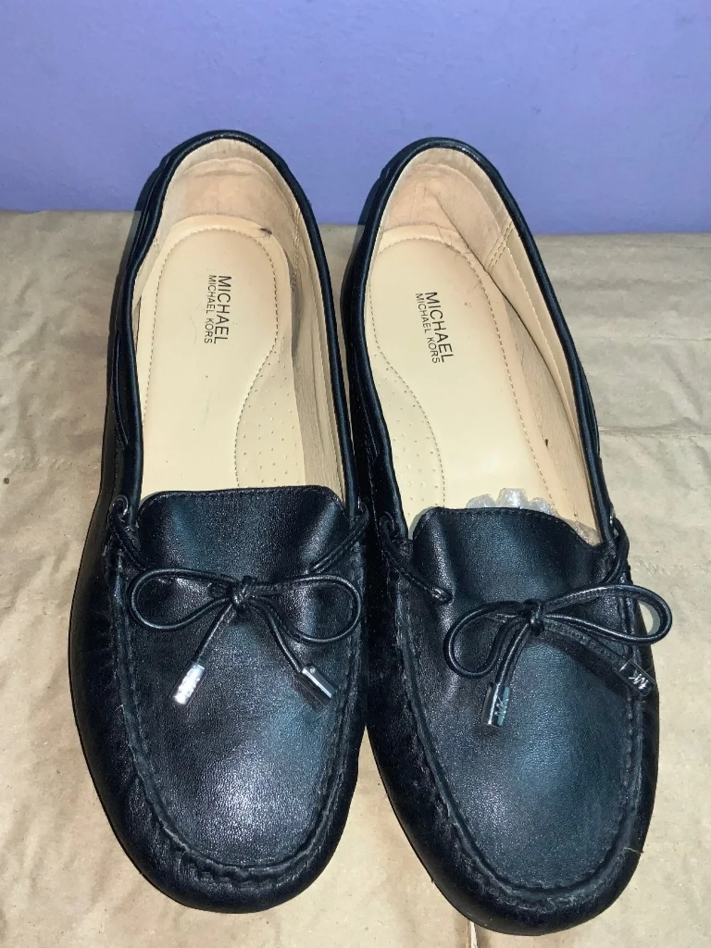 Michael Kors Sutton Leather Black Moccasin Loafer Shoes ME18G Women's Sz 9.5M